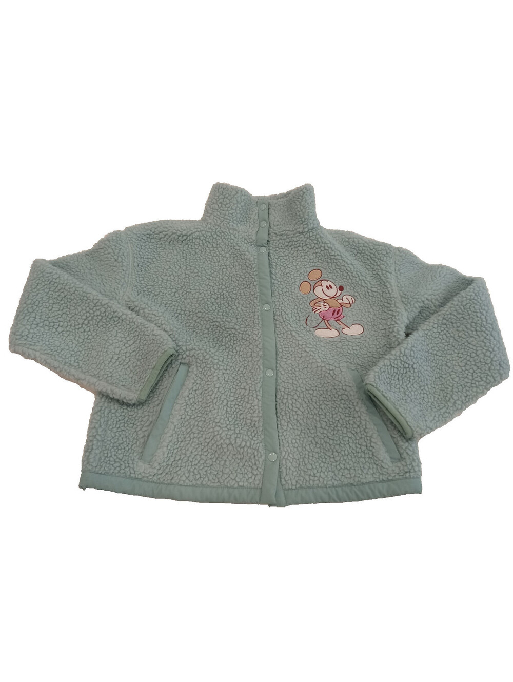 Disney Mickey Mouse Jacket Womens XS Extra Small Blue Sherpa Fleece Snap Button